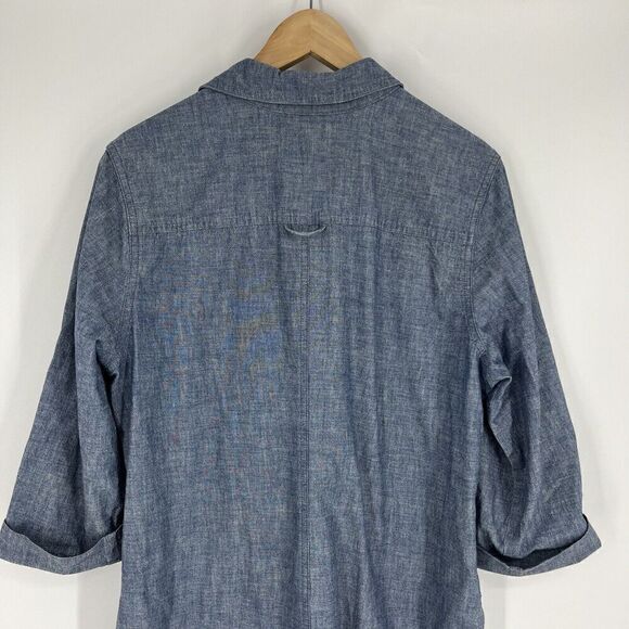 Tommy Bahama Dress Size Medium Womens Blue Tab Sleeve Lace Up Chambray Pockets - Picture 7 of 9
